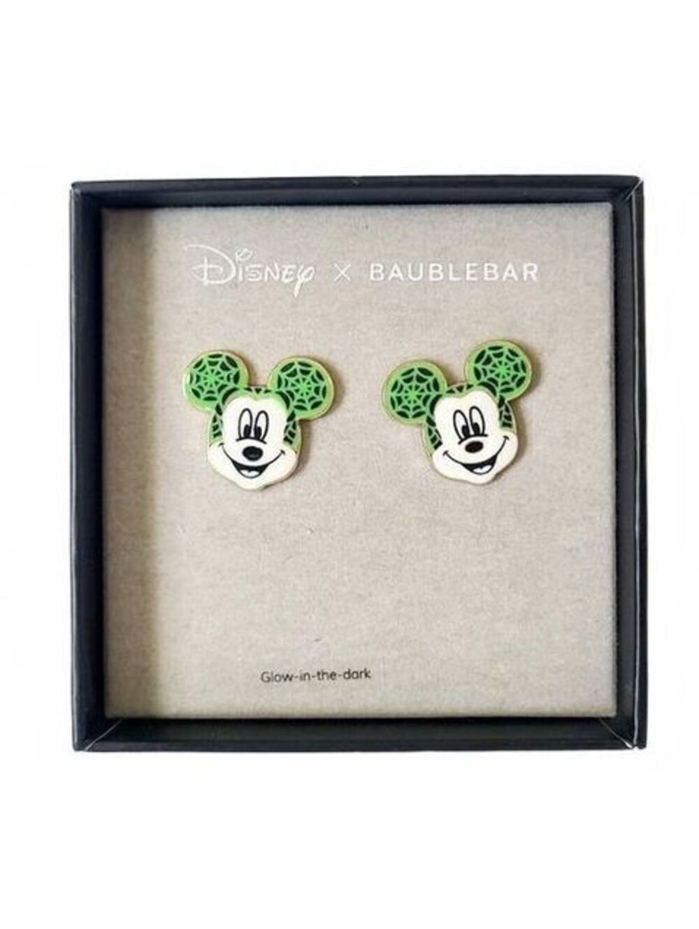 Disney x Baublebar Earrings Mickey Mouse Spiderweb Halloween Glow-in-the-dark